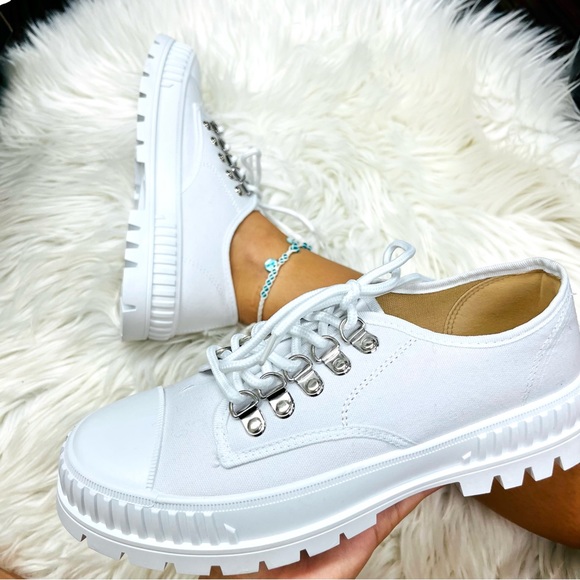 White lace up chunky sneaker - Picture 7 of 7